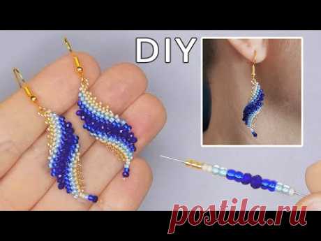 Crystal Wave Earrings Tutorial: How to Make Beaded Earrings #diy #beads #jewelrymaking