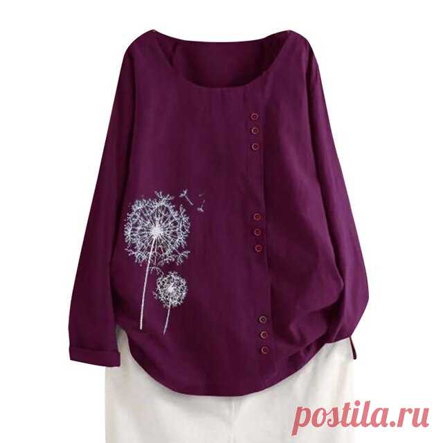 Женские туфли большого Размеры льняные блузы свободного покроя размера плюс Размеры с принтом с длинными рукавами и пуговицами для детей; Туника рубашка Blusas Mujer De Moda 2021 Новый|Блузки| | АлиЭкспресс