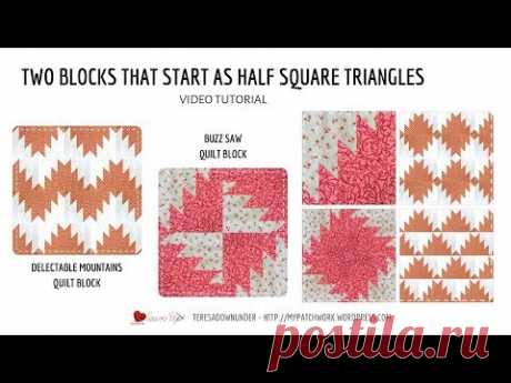 Two blocks that start as Half Square Triangles