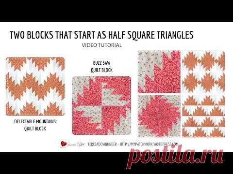 Two blocks that start as Half Square Triangles
