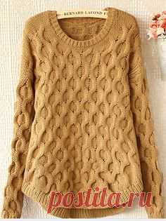 Women' Round Neck Worsted Candy Color Pullover Pullover from…