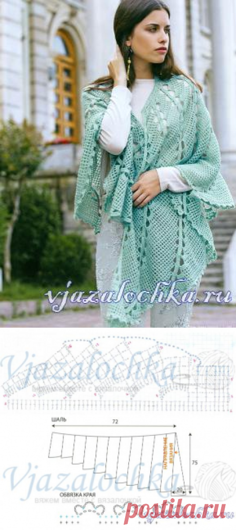 Шаль крючком из сегментов, схема