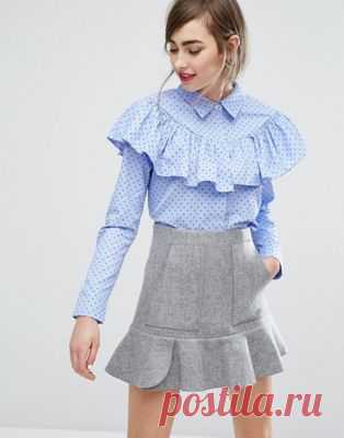 E.F.L.A Ruffle Top Shirt In Polka Dot at asos.com Discover Fashion Online