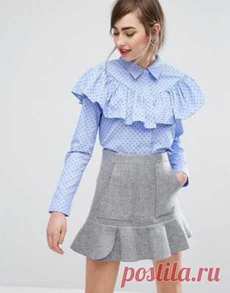 E.F.L.A Ruffle Top Shirt In Polka Dot at asos.com Discover Fashion Online