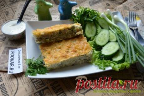 Запеканка из картофеля, фарша и зеленого горошка