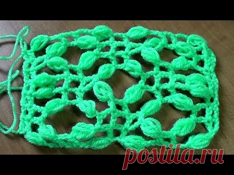 Узоры крючком. Сеточка с пышными столбиками - YouTube