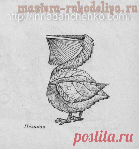 Мастер-класс по технике ошибана: Открытка &quot;Пеликан&quot;