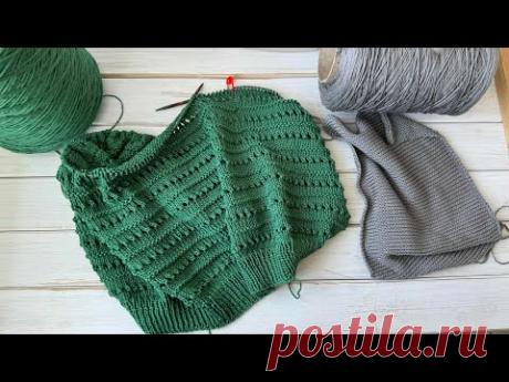 Ажурный узор спицами для майки, топа, джемпера, кардигана !