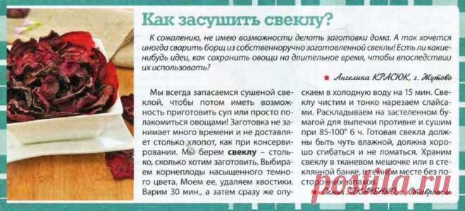 Как засушить свеклу