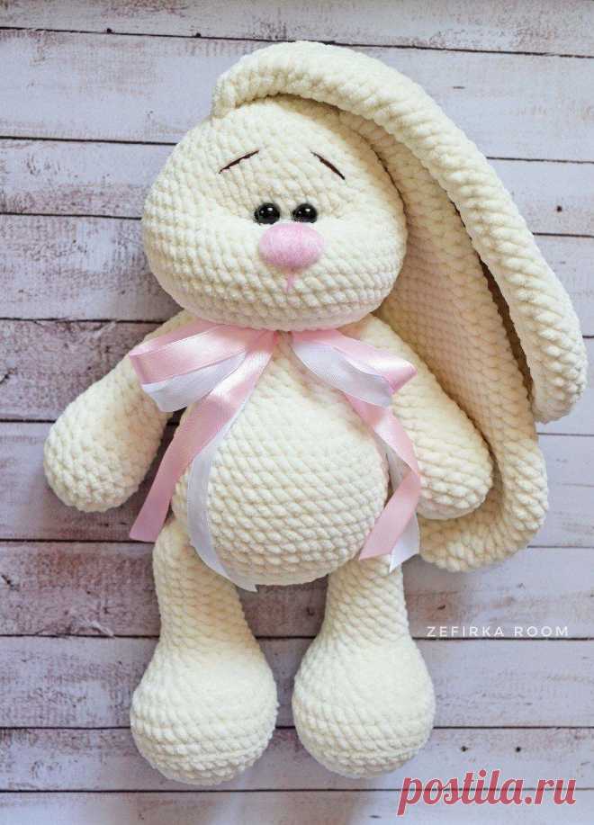 Большой плюшевый зайка амигуруми | Hi Amigurumi