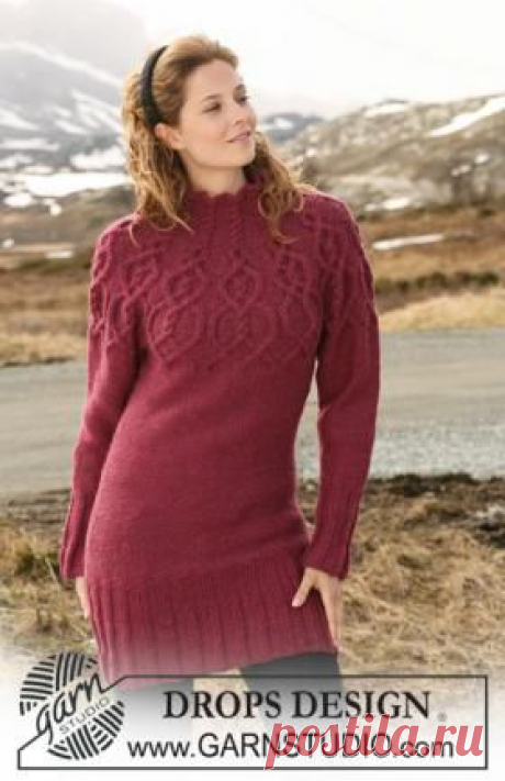 Теплая туника спицами с круглой кокеткой на knitweek.ru