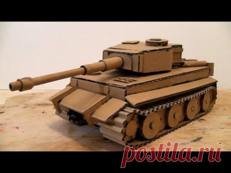 Как сделать Танк Тигр из Картона с подвижной башней на гидравлике