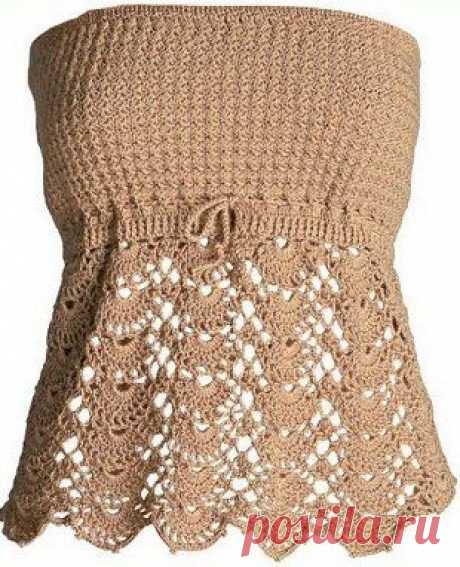 Вязание: ажурный топ без бретелей