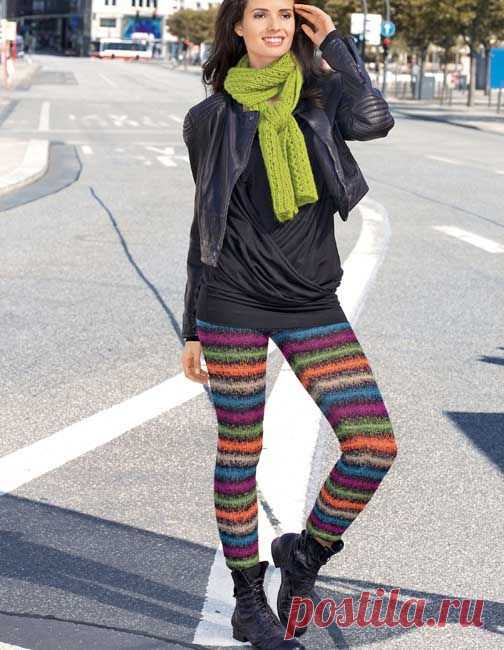 Полосатые леггинсы - схема вязания спицами. Вяжем Брюки на Verena.ru