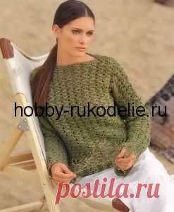Хобби (рукоделие своими руками): вышивка, вязание » Архив блога » Оливковый пуловер – вязание крючком