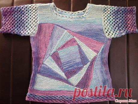 Мой вязаный Калейдоскоп. Спицы. Похвастаюсь своим &quot;калейдоскопом&quot;. Вязала весной, на Осинке, хвастаюсь сейчас. Пряжа Alize Cotton Gold батик.  Связан платочной вязкой. Спицы 2.5.