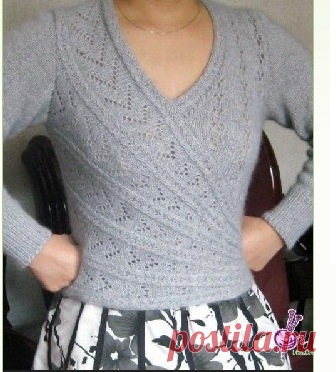 Кофта с запахом спицами