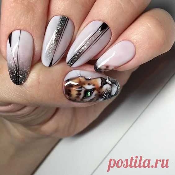 Невероятно красивый маникюр с тигром