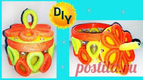 DIY Рукоделие мастер-класс шкатулка из газеты и ниток шкатулки