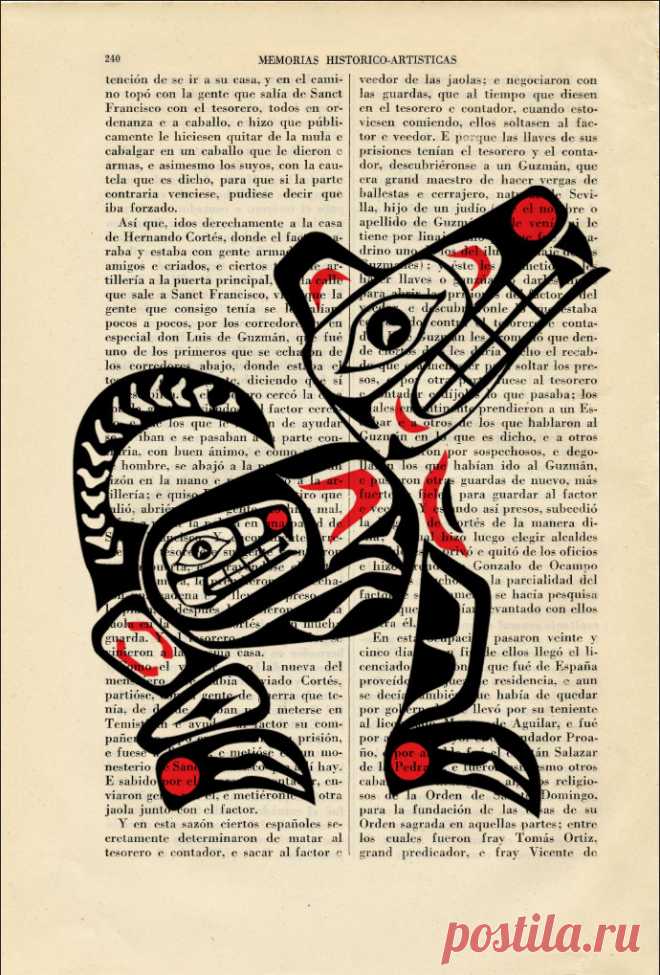 Native American Art wolf Dictionary Art Print Tribal Symbols
