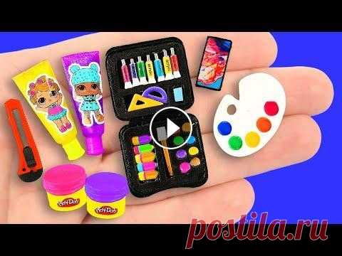 Миниатюрные школьные принадлежности: мультик барби DIY miniature school supplies; Огромная коллекция лайфхаков - миниатюрные школьные принадлежности. Пеналы, карандаши, клей, сумки, и так далее: мульти...