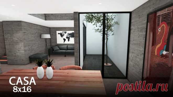 Casa de 8X16 CONCRETO dos plantas | planos de casas Recorrido virtual de una Casa de 8X16 metros acabado de concreto en dos plantas con sala comedor cochera para 2 autos y 3 dormitorios en la planta alta, dise...