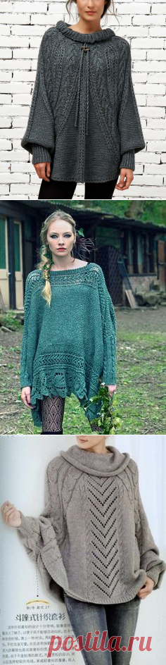 Gray Mock Neck Poncho | Clothes | Пончо и Серый