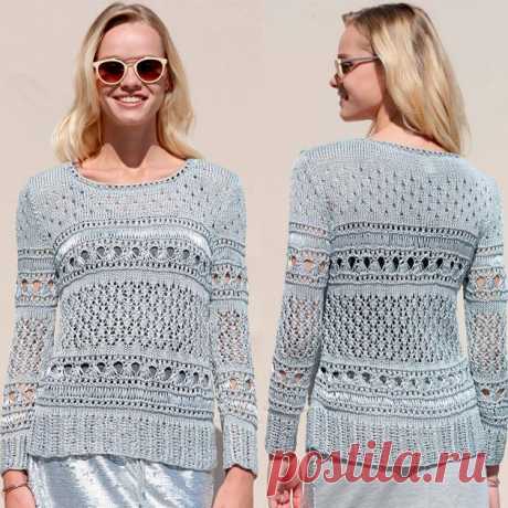 Ажурный пуловер Ясмин. Роскошная модель с эффектом металлика | Paradosik_Handmade Пульс Mail.ru