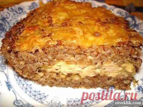 Гречневая запеканка с грибной начинкой и сыром.