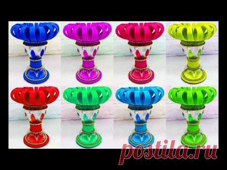 Vas bunga dari botol bekas || flower vase diy | flower vase with plastic bottle craft ideas handmade