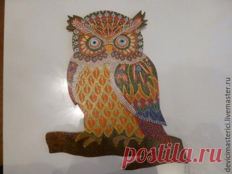 Купить Точечная роспись Совушка - комбинированный, точечная роспись, сова, деревянные заготовки, панно, птица