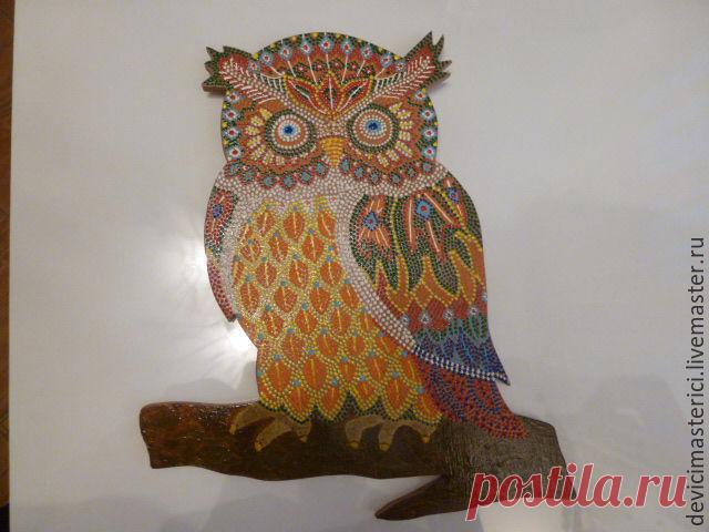 Купить Точечная роспись Совушка - комбинированный, точечная роспись, сова, деревянные заготовки, панно, птица