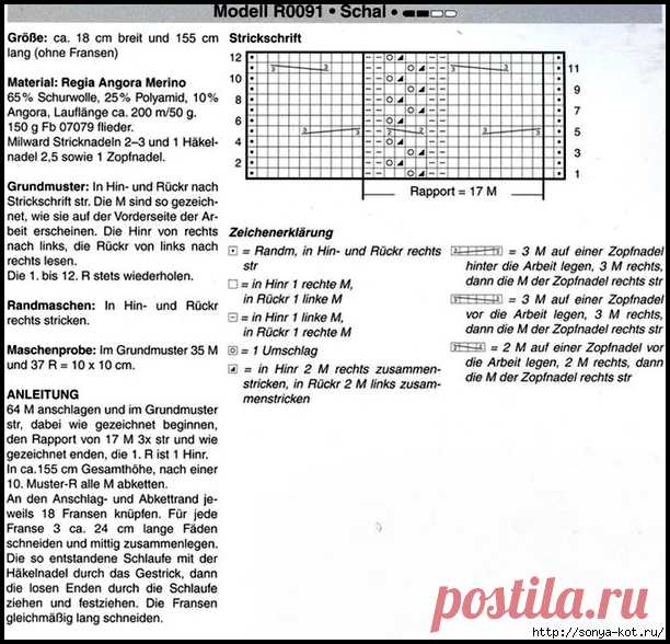 Красивый женский шарф спицами.