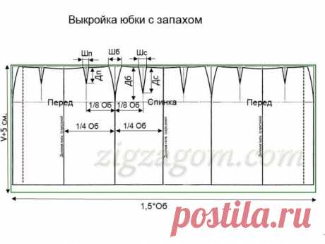 Юбка с запахом. Выкройка — Зигзагом
