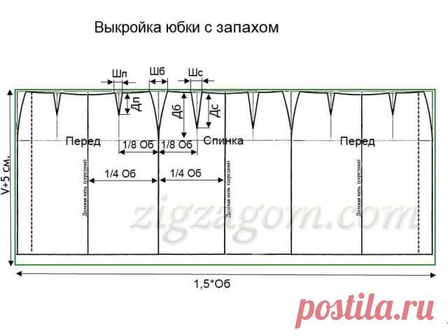 Юбка с запахом. Выкройка — Зигзагом