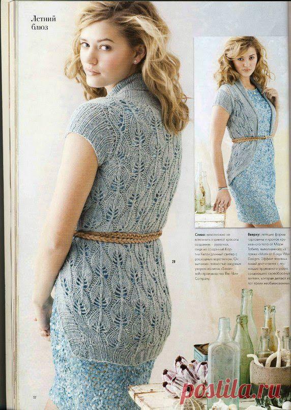 Мир хобби: Жилет с узором из листиков (вязание спицами)