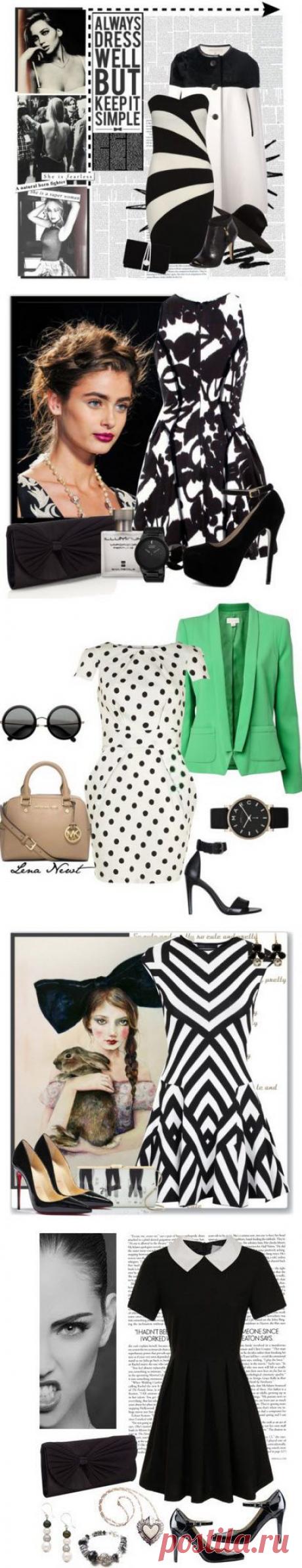 С чем носить черно-белые платья / Все для женщины