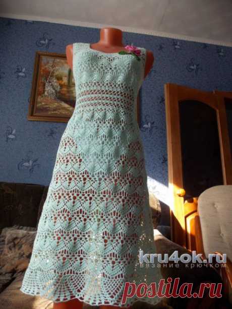 Женское платье крючком. Работа Натальи Авдохиной