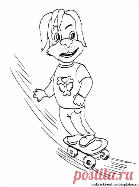 Раскраска с веселым щенком Дружком из Барбоскины | Раскраски для детей