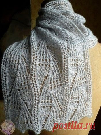 Ажурный шарф спицами