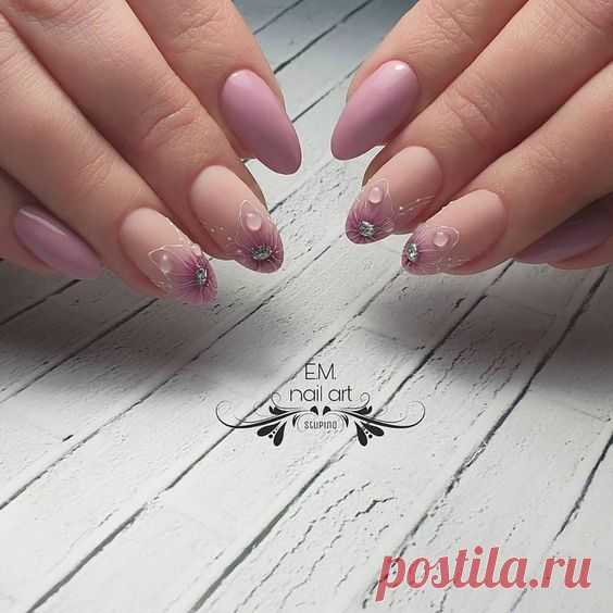 Красивый нежный дизайн ногтей