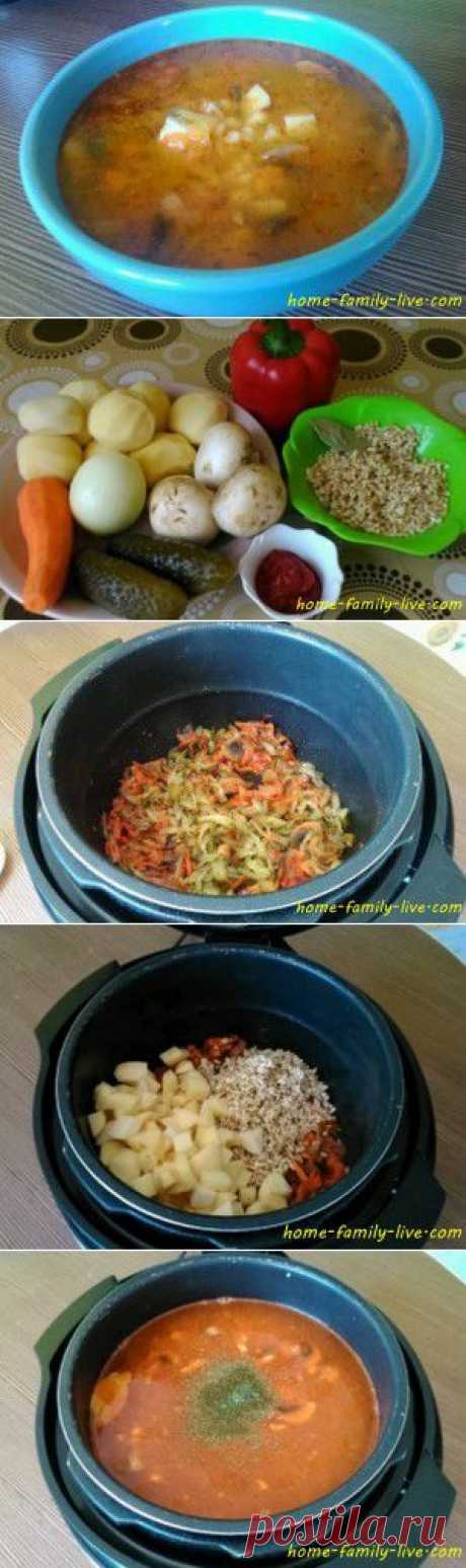 Рассольник в мультиварке с шампиньонами - рецептКулинарные рецепты