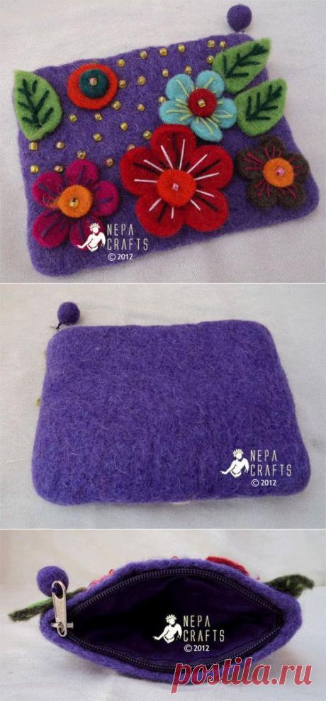 Nepalese Felt Coin Purse knited with от NepaCraftsProduct на Etsy