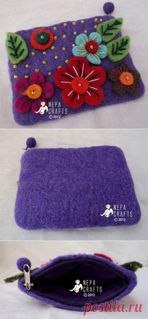 Nepalese Felt Coin Purse knited with от NepaCraftsProduct на Etsy