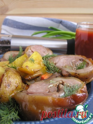 Рулет из свиной рульки с овощами - кулинарный рецепт