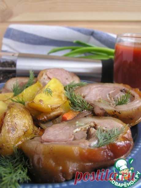 Рулет из свиной рульки с овощами - кулинарный рецепт