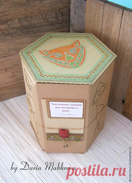Шестигранная коробка с этническим декором своими руками