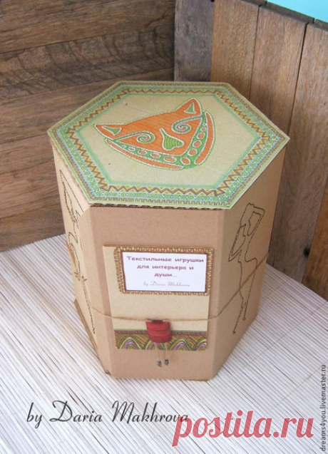 Шестигранная коробка с этническим декором своими руками