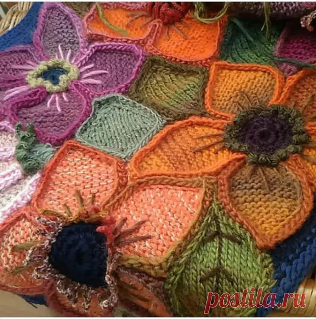 Мотив цветок, связанный спицами - Сам себе мастер - медиаплатформа МирТесен