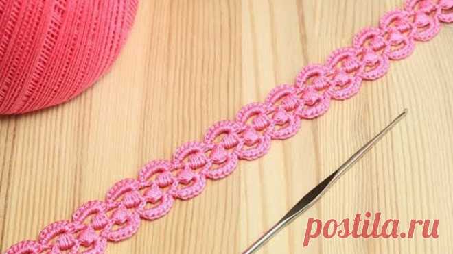 Ленточное кружево с витыми столбиками - вязание крючком - Crochet